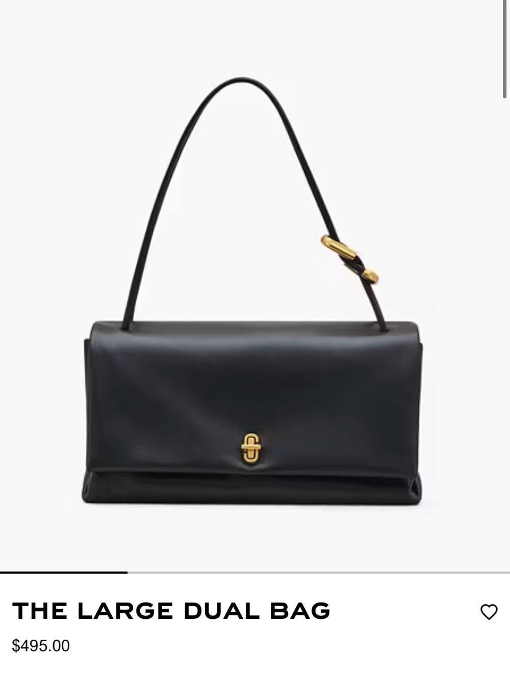 Marc Jacobs Black Shoulder Bag with Gold Hardware